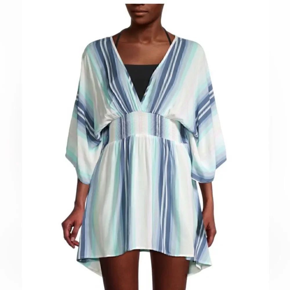 Surf Gypsy striped tropical Maldives coverup dress - swimwear size Small